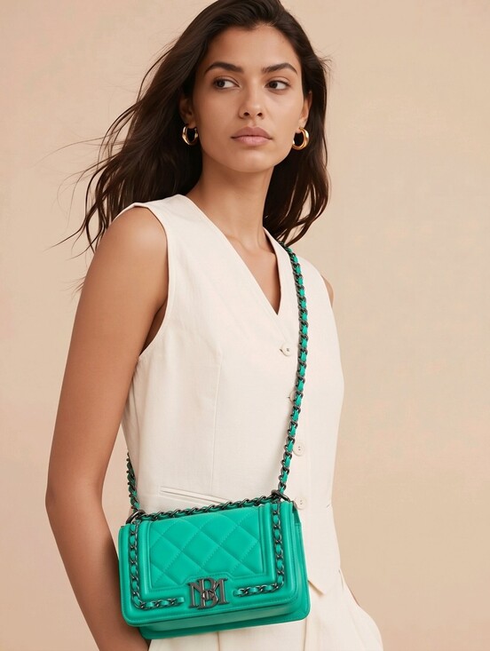 Badgley Mischka Handbags - Badgley Mischka ✦ Vegan Leather Crossbody Bag ✦ Mint Quilted Chain Strap NWT